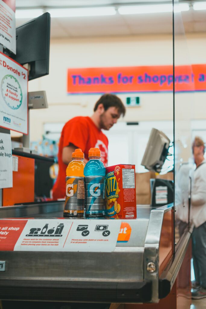 Energy Drinks and a Snack on a Payment Terminal